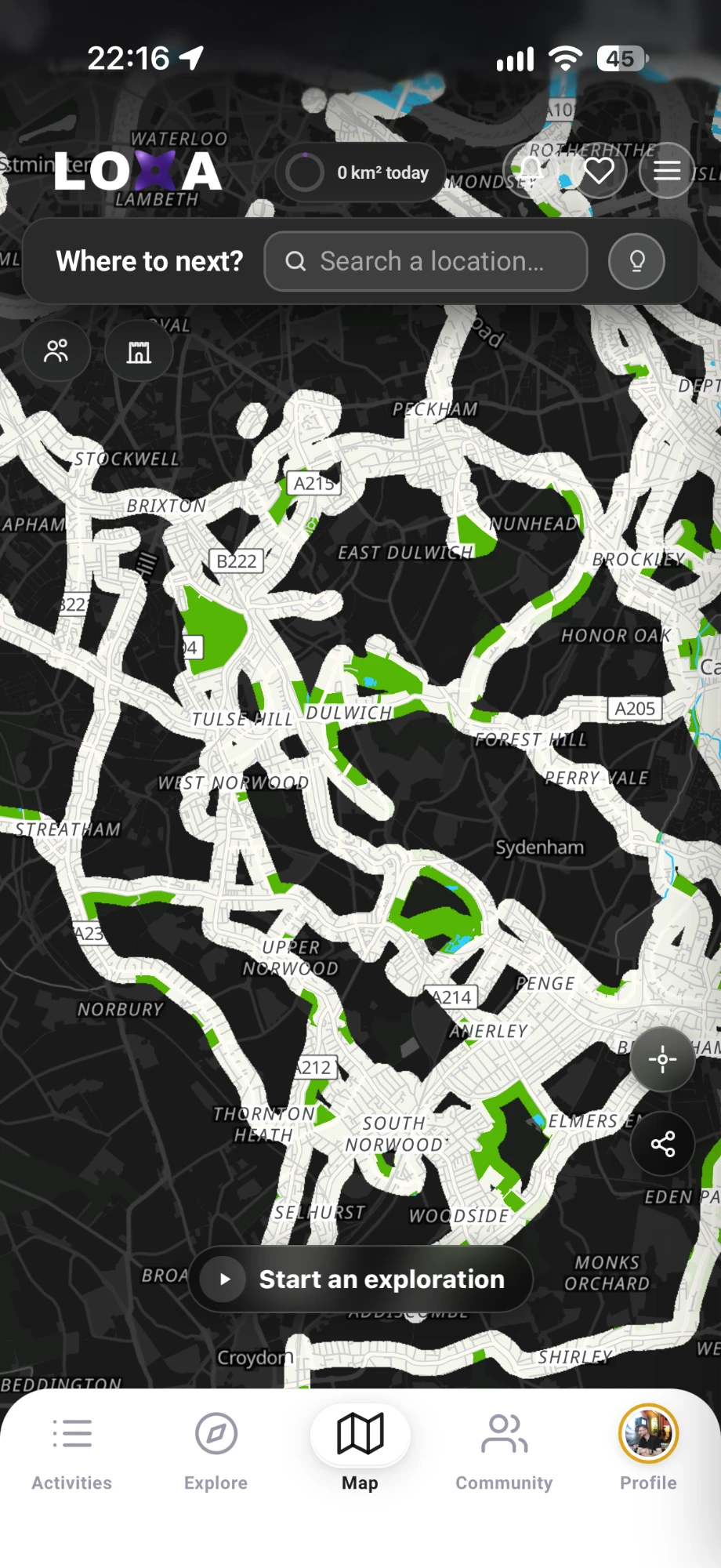 LOXA map screen