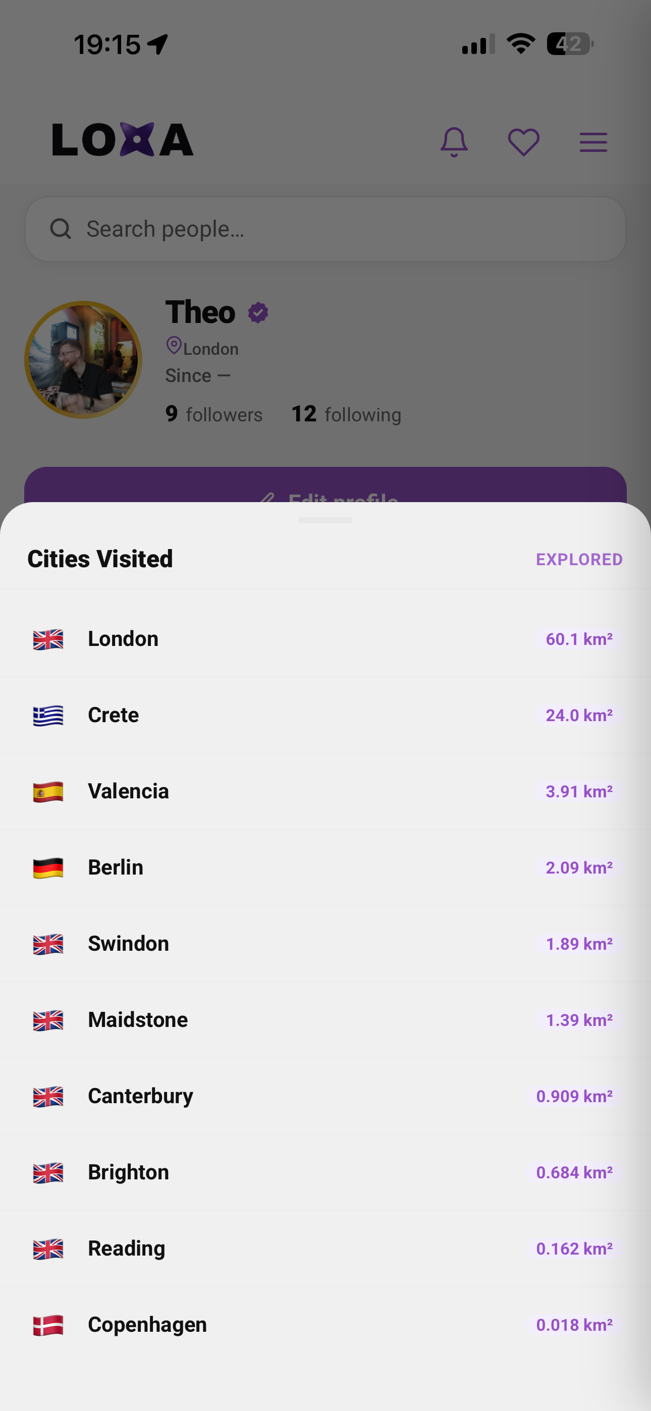 LOXA app screen